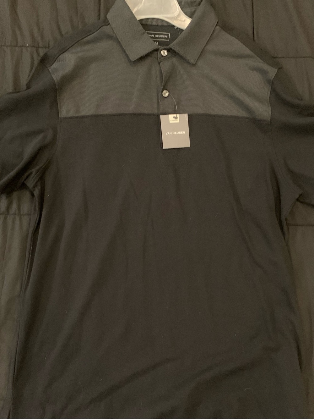 Van Heusen Black Two-Tone Polo with Dark Gray Yoke